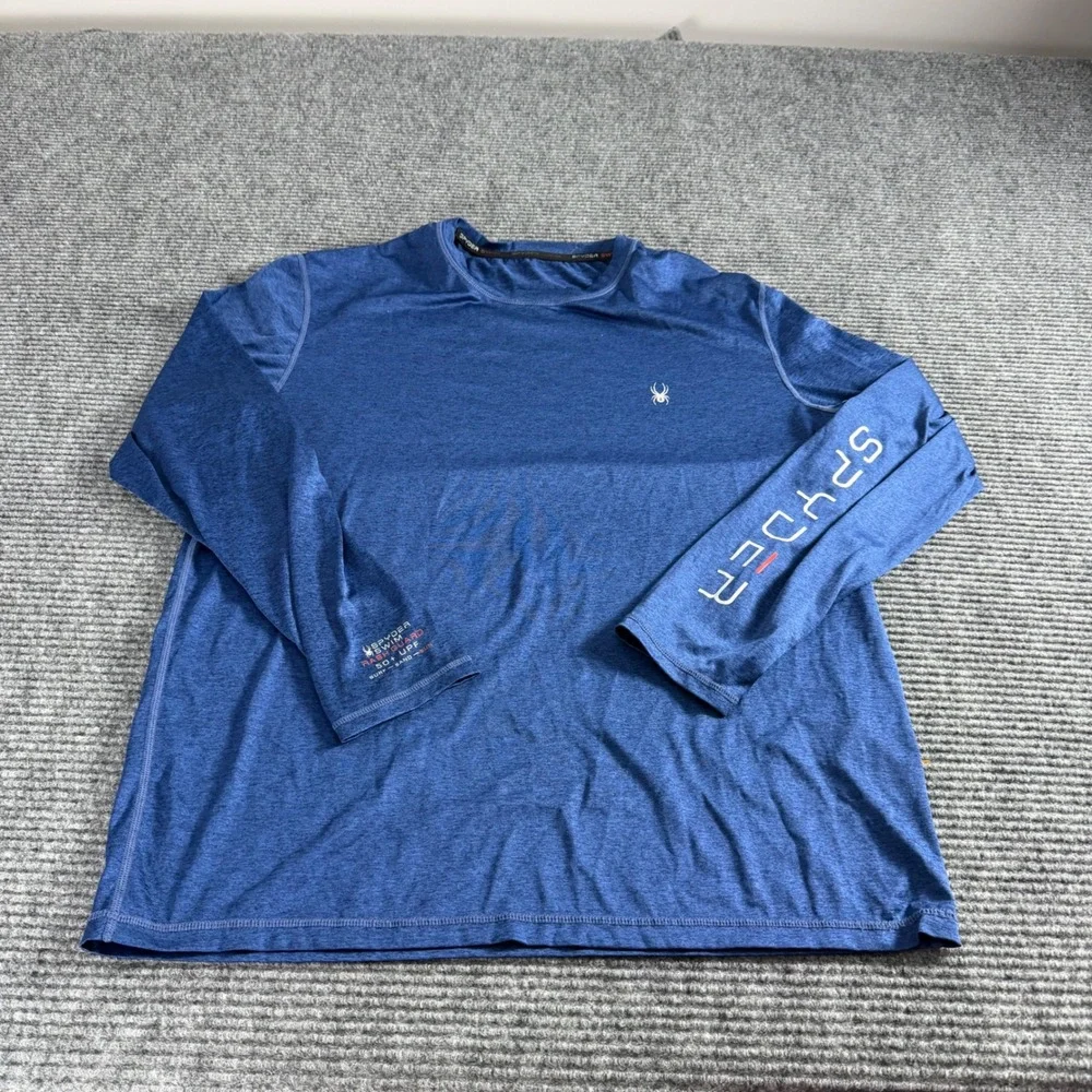 Spyder Swim Rash Guard Mens Blue Heather Long Sleeve UPF 50+ Sun Shirt XL